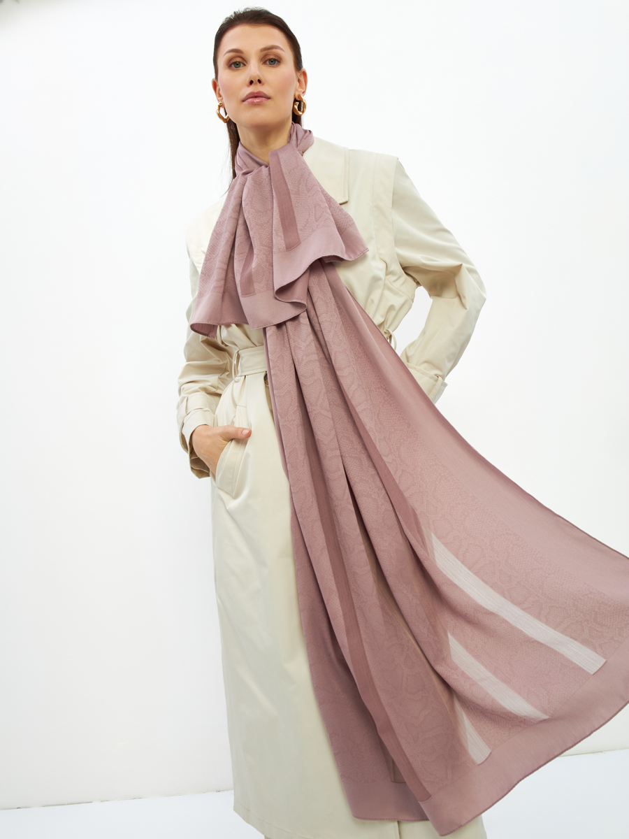 Палантин женский двусторонний атласный с абстрактным принтом