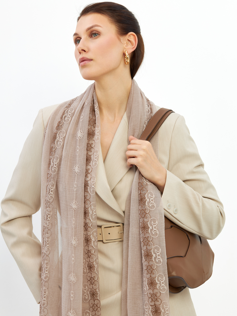 Палантин женский двусторонний с вышивкой Арт-деко DRK-1452-69