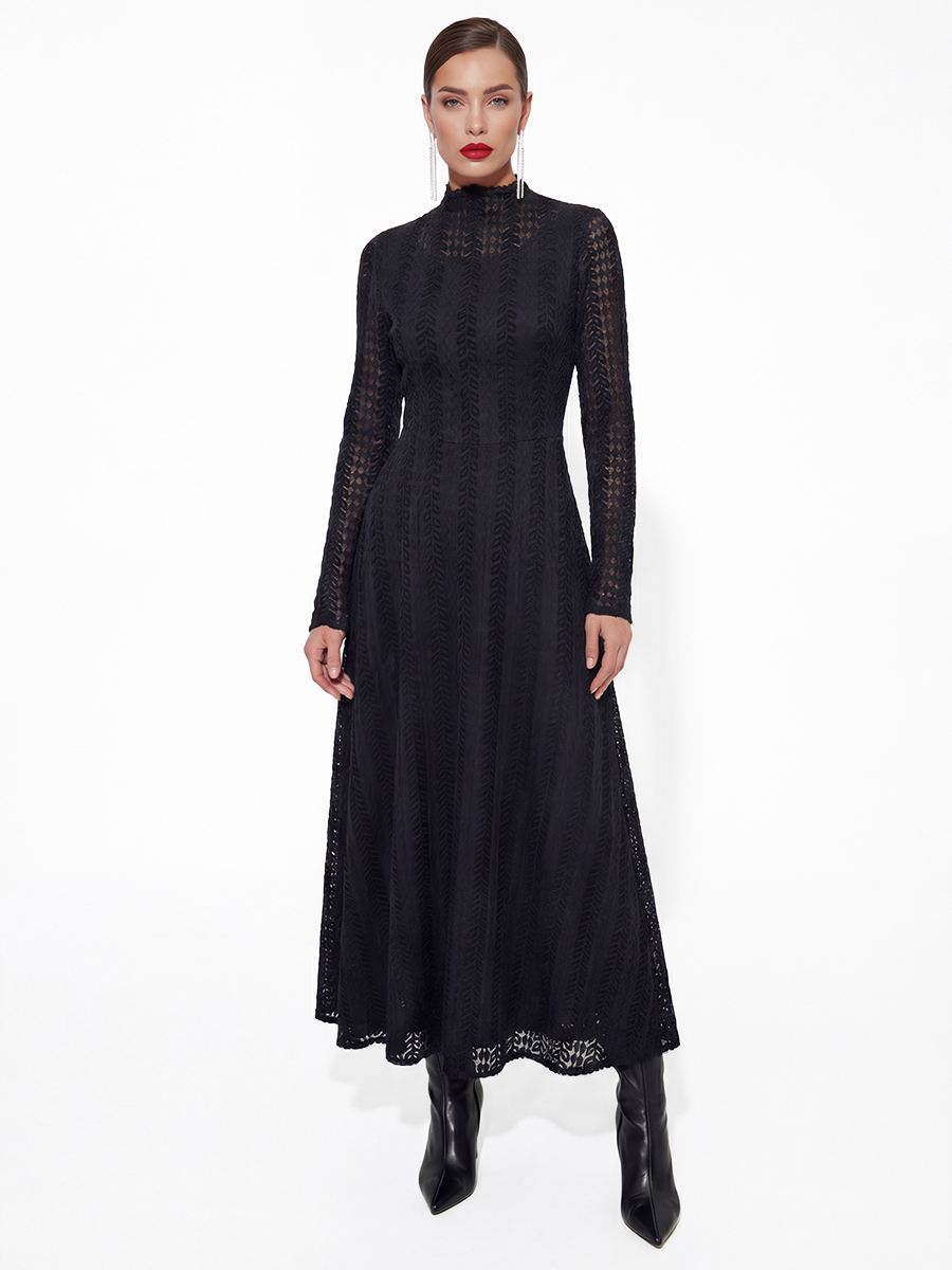 Платье теплое кружевное OD-846-5 черный