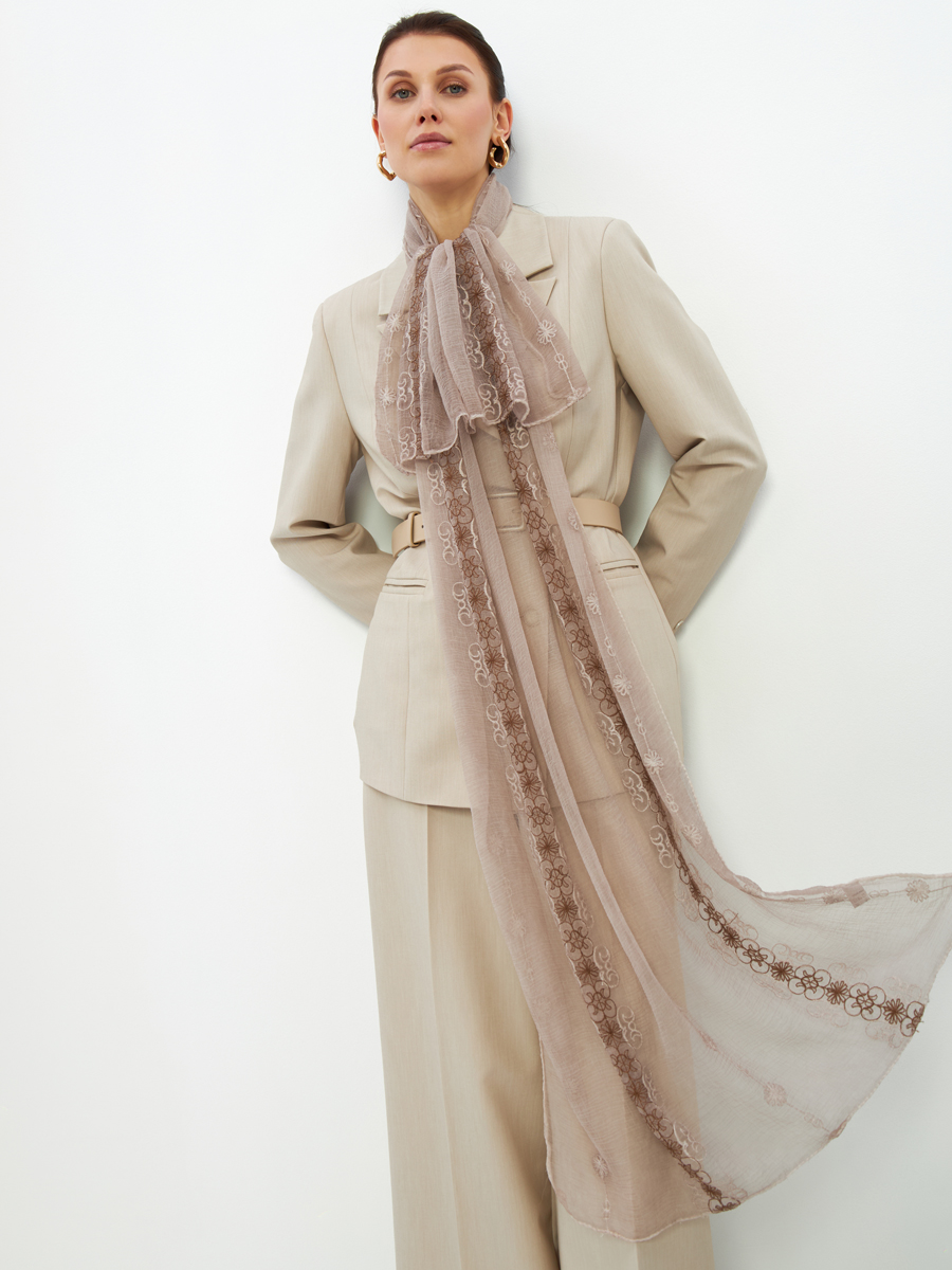 Палантин женский двусторонний с вышивкой Арт-деко DRK-1452-69