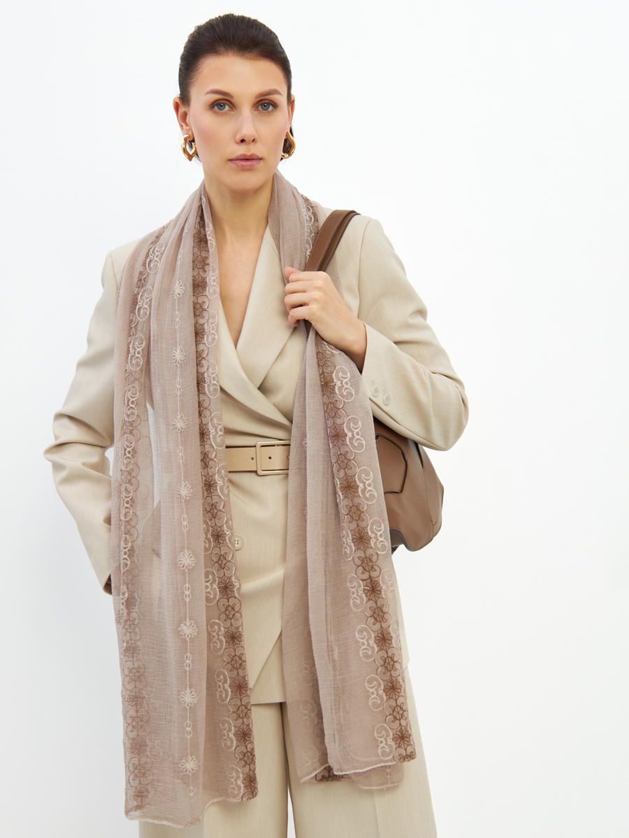 Палантин женский двусторонний с вышивкой Арт-деко DRK-1452-69