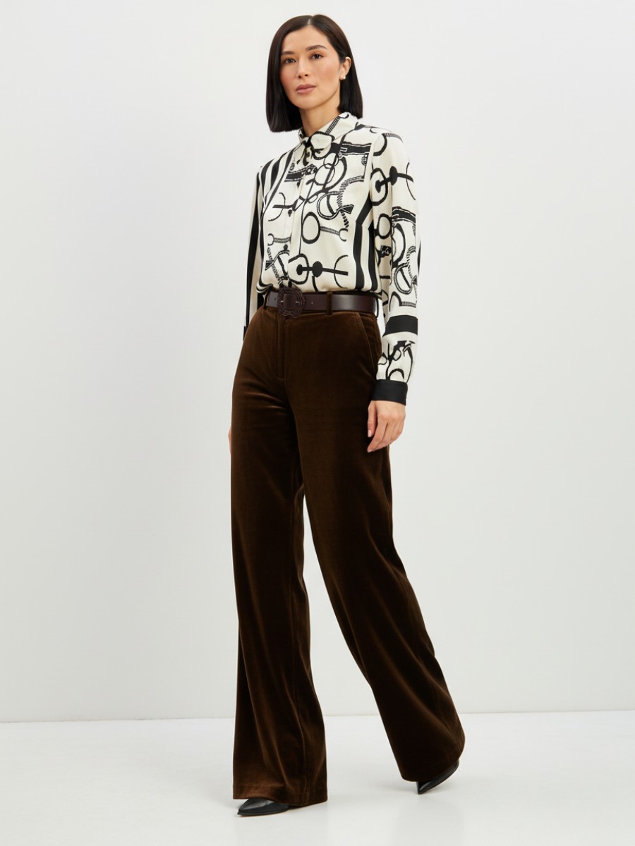 Блузка из атласной ткани  OD-887-1 черно-белая