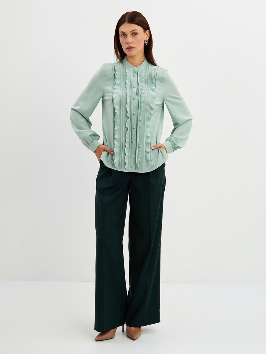 Блузка с рюшами OD-976-3 зеленый
