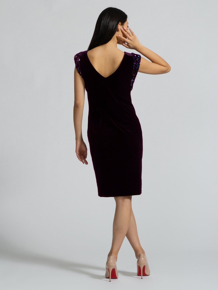 Платье OD-254-1 с крылышками из паеток фиолетовое