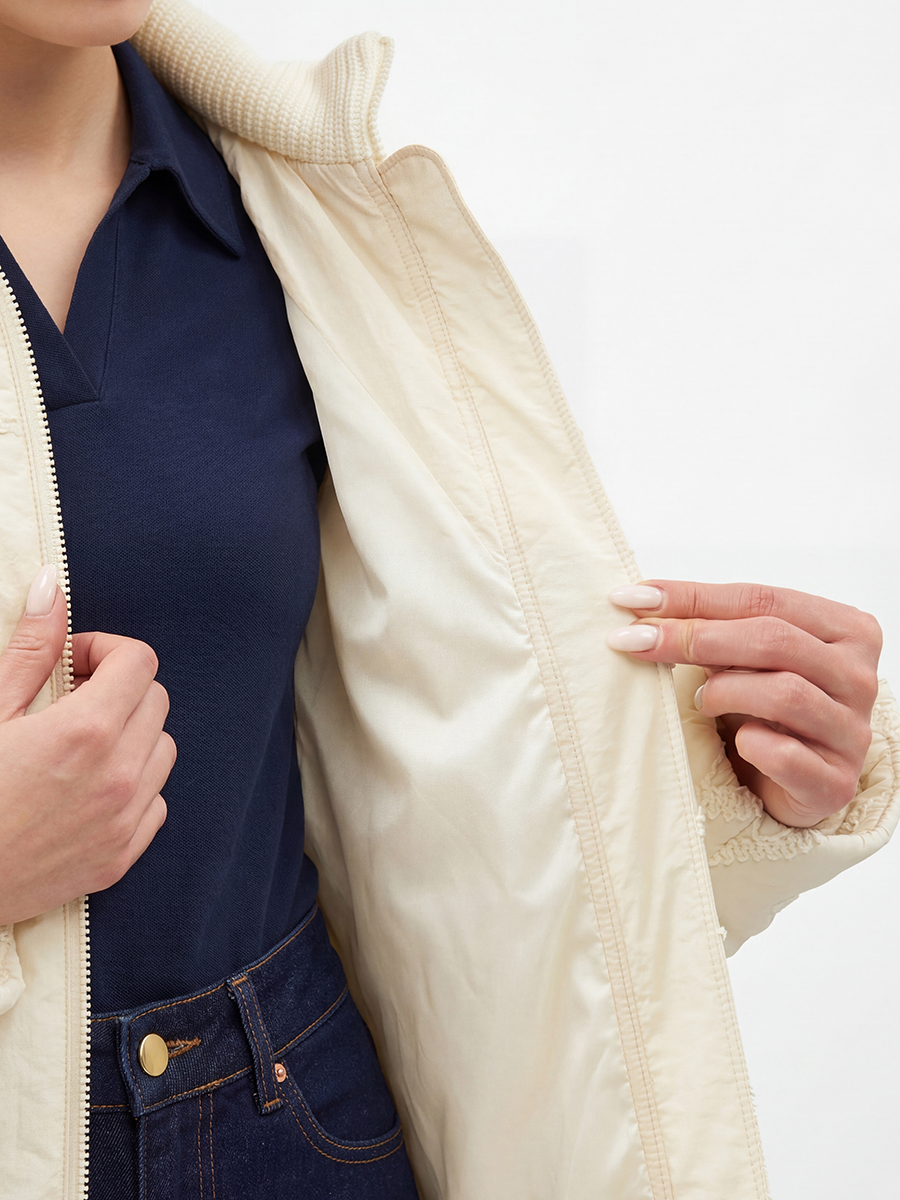 Полупальто стеганое бежевое OD-1046-1