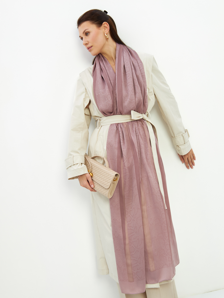 Палантин женский двусторонний атласный с абстрактным принтом