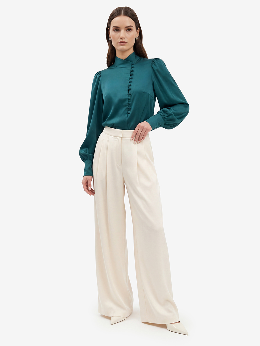 Блуза-косоворотка много пуговиц OD-550-13 морская волна