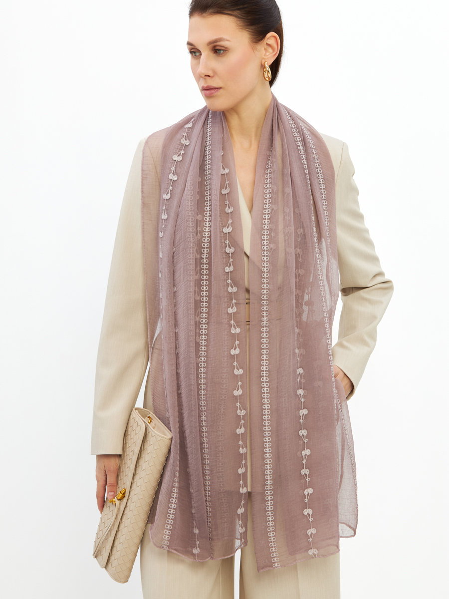 Палантин двусторонний с вышивкой арт-деко DRK-145-101