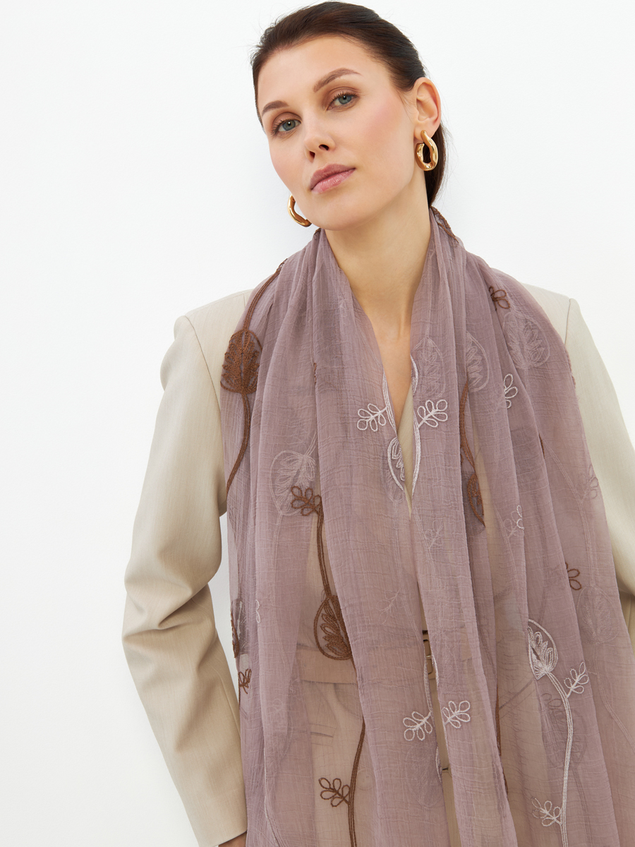 Палантин женский двусторонний с вышивкой Арт-деко DRK-1453-23