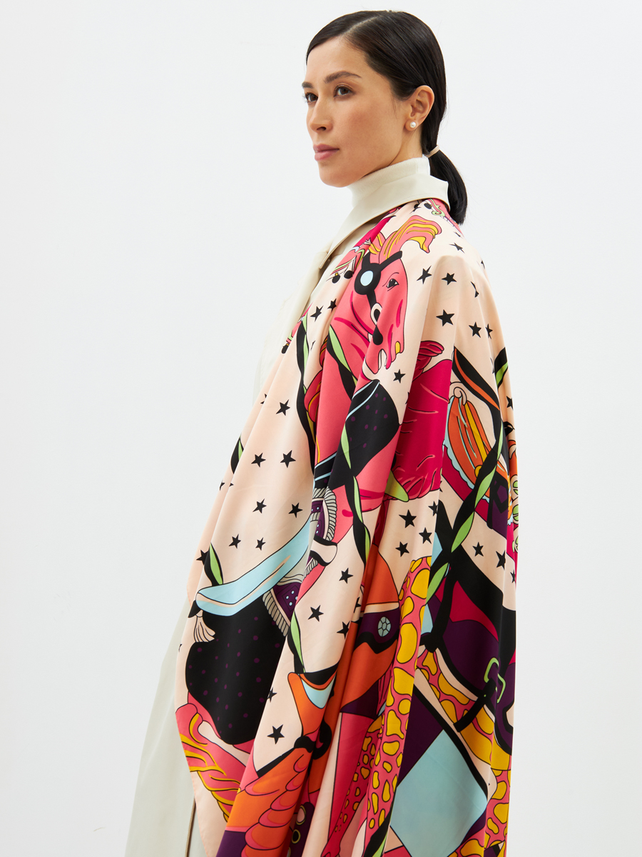 Платок женский двусторонний с принтом Арт-Деко LO-1255-2