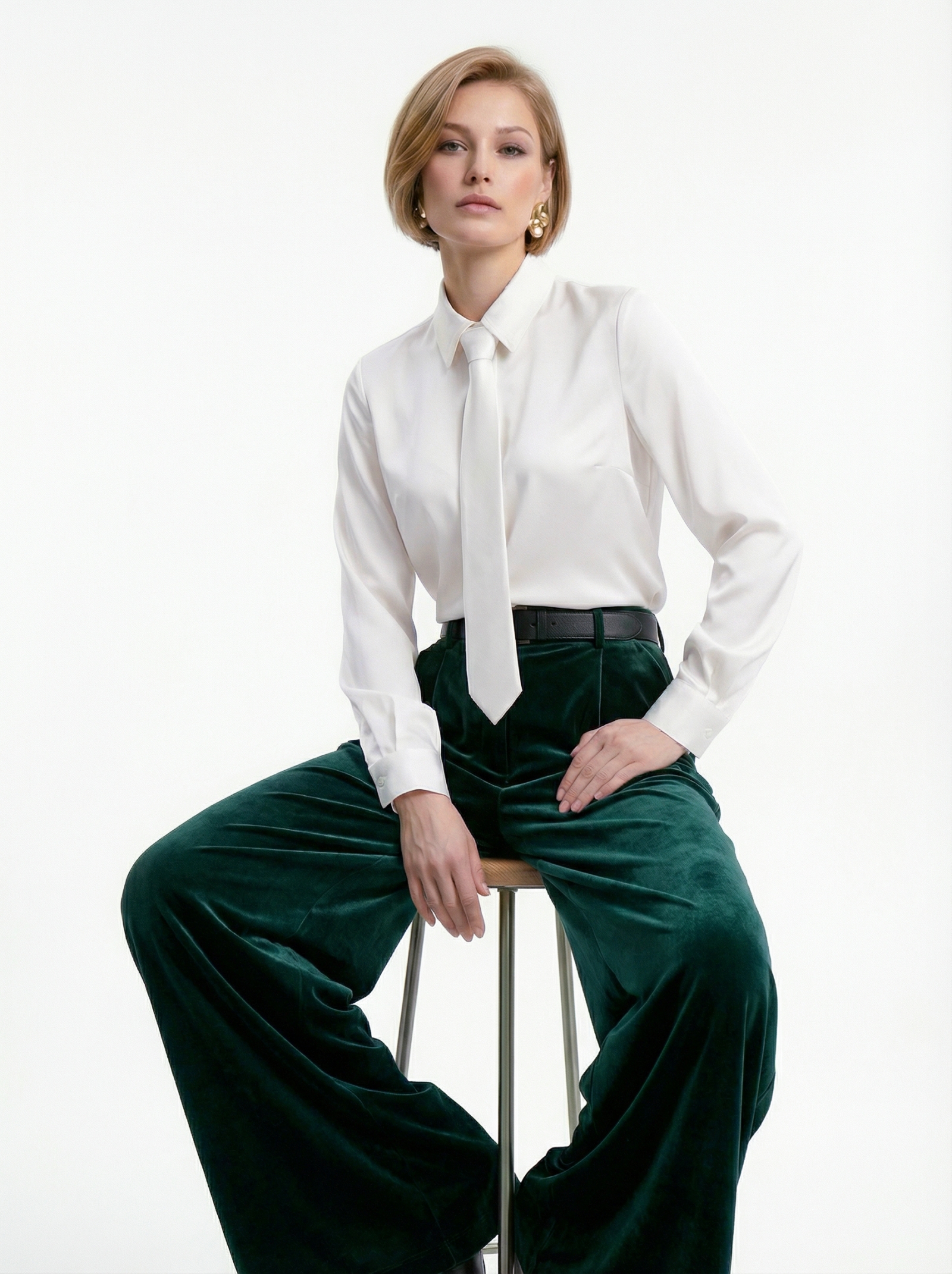 Блузка с галстуком  OD-881-4 белый