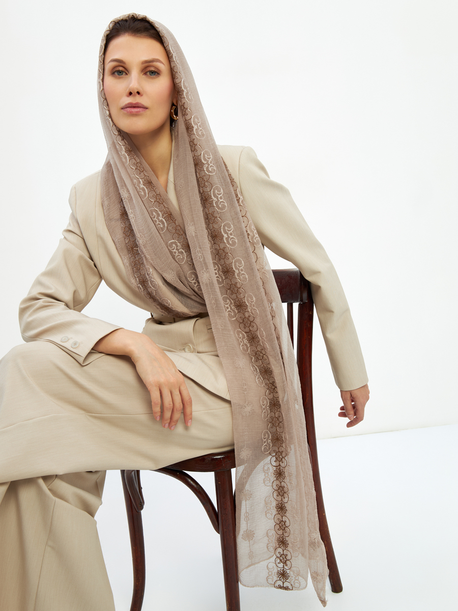 Палантин женский двусторонний с вышивкой Арт-деко DRK-1452-69