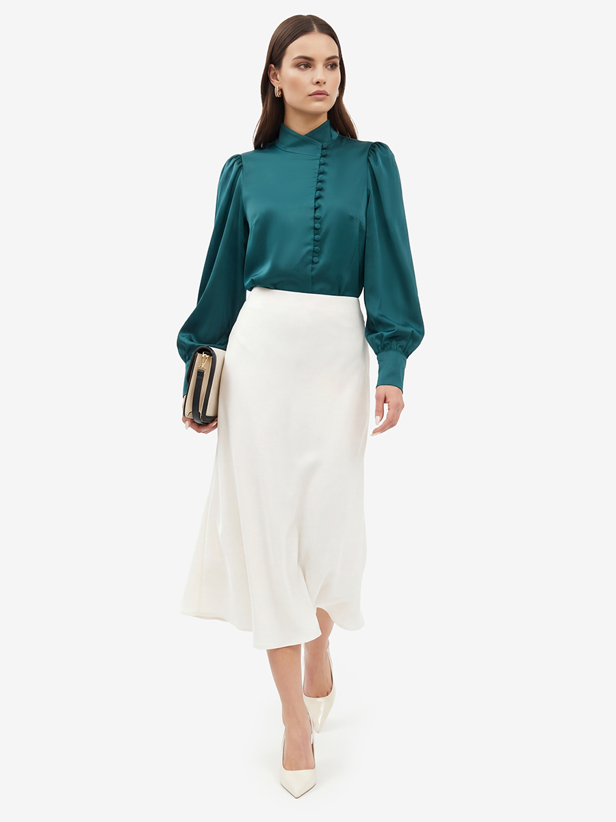 Блуза-косоворотка много пуговиц OD-550-13 морская волна