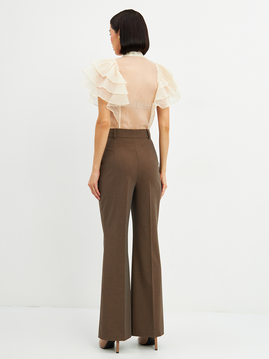 Брюки-клеш  OD-822-3 коричневый