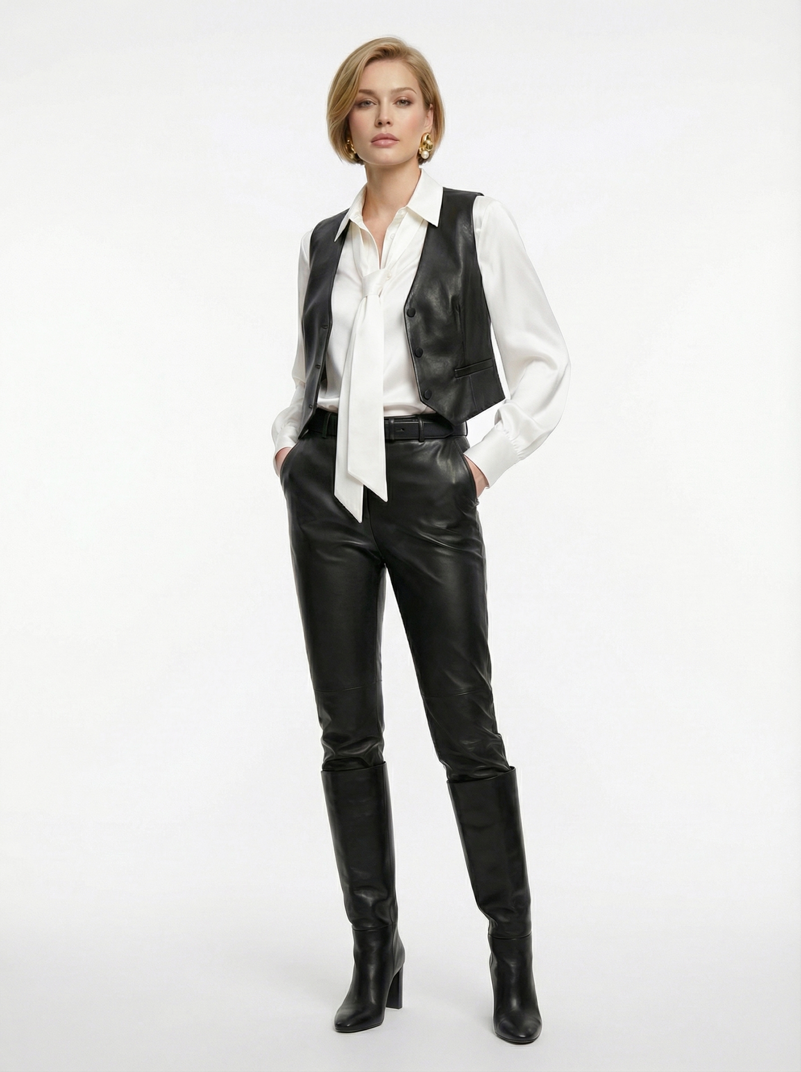 Блузка с галстуком  OD-881-4 белый