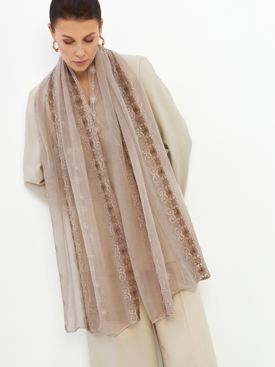 Палантин женский двусторонний с вышивкой Арт-деко DRK-1452-69