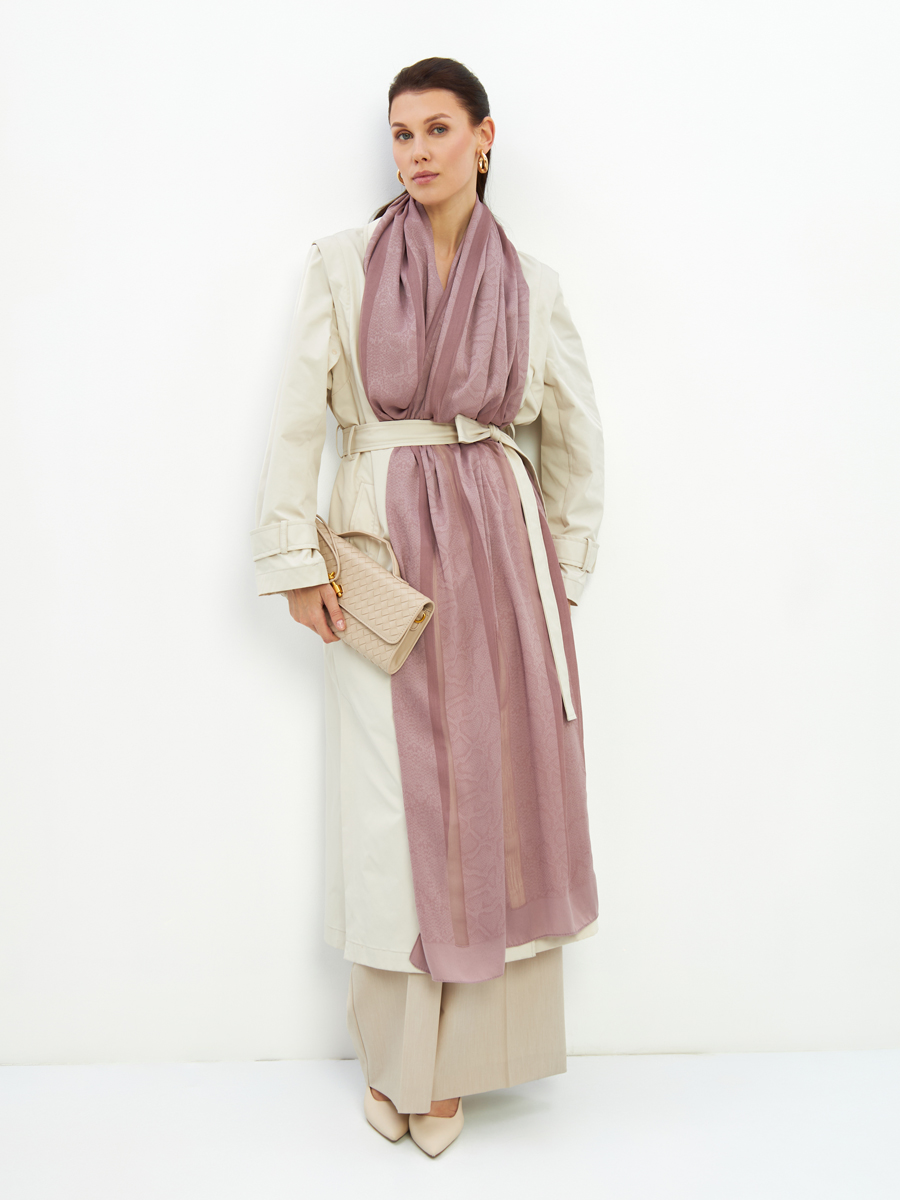 Палантин женский двусторонний атласный с абстрактным принтом