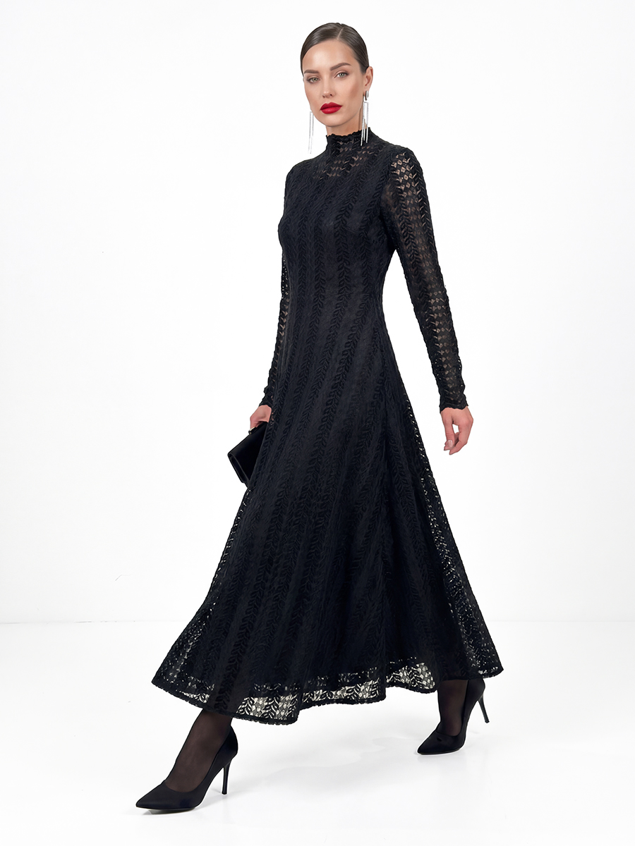 Платье теплое кружевное OD-846-5 черный