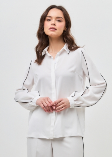 Блузка с контрасной строчкой OD-871-1 белый