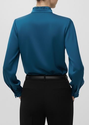 Блузка с рюшами OD-884-2 морская волна