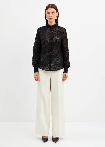 Блузка из кружевной ткани OD-977-2 черный