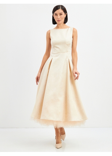 Платье из жаккарда + юбка из фатина OD-939-1 сливочный