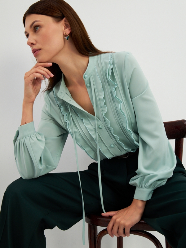 Блузка с рюшами OD-976-3 зеленый