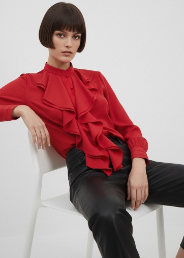 Блузка с отлетными рюшами OD-914-4 красный