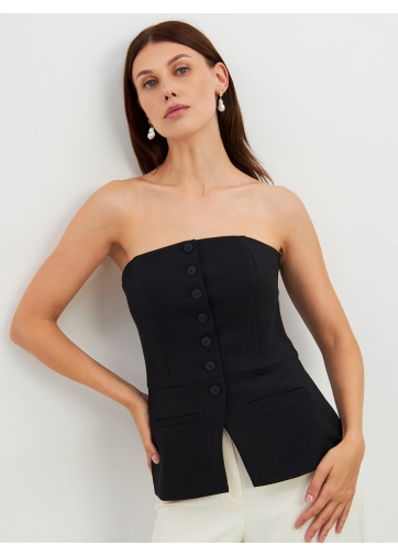 Блузка (корсет) из костюмной ткани на подкладке OD-908-1 черный