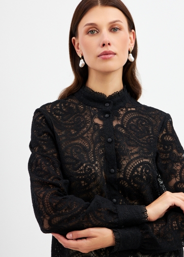 Блузка из кружевной ткани OD-977-2 черный