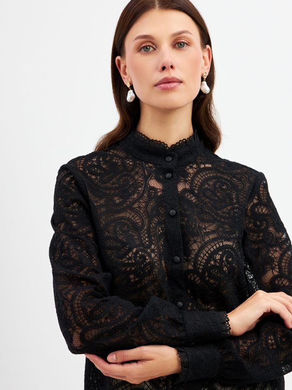 Блузка из кружевной ткани OD-977-2 черный