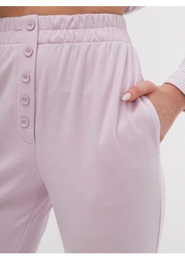 Брюки-джоггеры женские из трикотажа с декоративными пуговицами