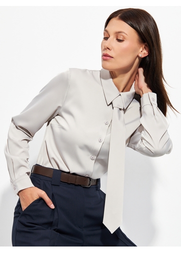 Блузка с галстуком  OD-881-8 серо-коричневый