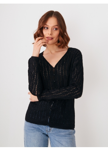 Кофта на пуговицах из кружева OD-847-2 черный
