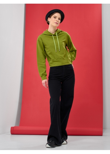 Худи укороченное на резинке, цвет хаки