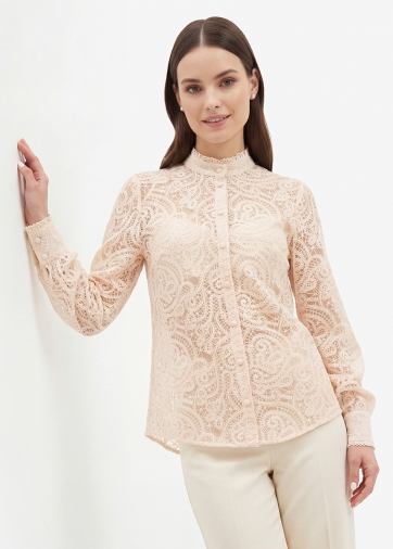 Блузка из кружевной ткани OD-977-3 лосось