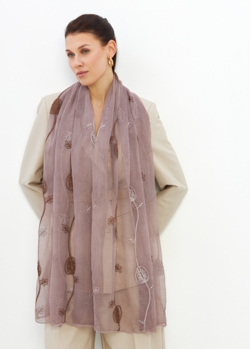 Палантин женский двусторонний с вышивкой Арт-деко DRK-1453-23