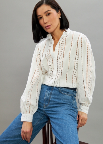 Блузка из шитья OD-919-1 белый