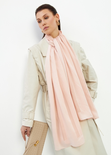 Палантин женский двухсторонний с деликатным диагональным принтом