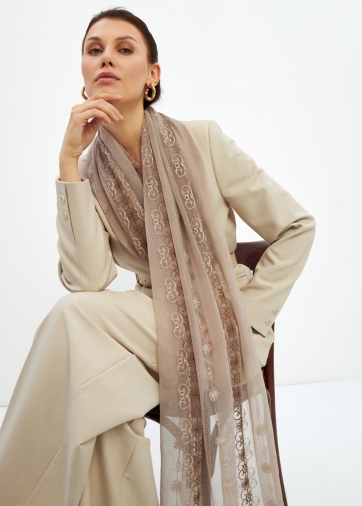 Палантин женский двусторонний с вышивкой Арт-деко DRK-1452-69