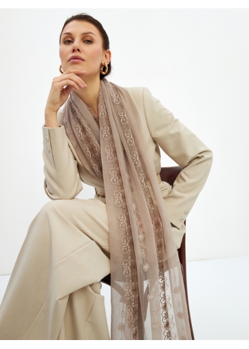 Палантин женский двусторонний с вышивкой Арт-деко DRK-1452-69