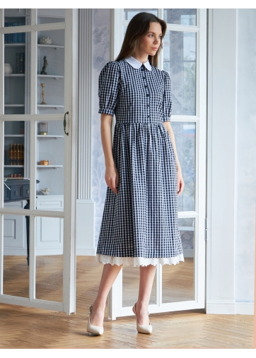 Платье хлопок OD-790-7 ч/б клетка