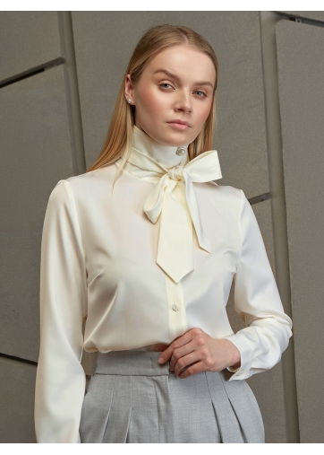 Блузка с галстуком  OD-881-7 сливочный