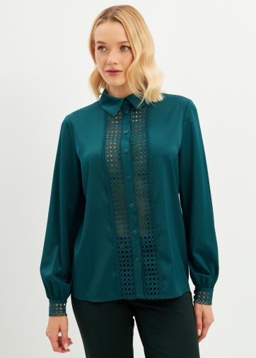 Блузка с кружевом OD-808-3 зеленый