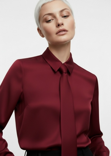 Блузка с галстуком  OD-881-6 бордовый