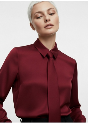 Блузка с галстуком  OD-881-6 бордовый