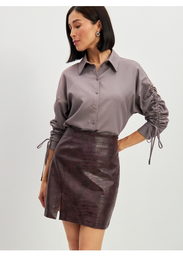 Блузка тонкая джинса OD-858-2 пыльно-лиловый