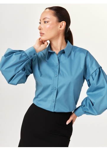 Рубашка с пышным рукавом OD-879-1 голубой