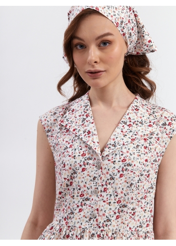 Косынка OD-722-2 белое с цветами