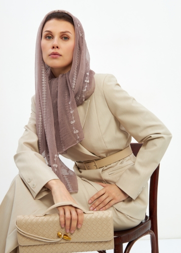 Палантин двусторонний с вышивкой арт-деко DRK-145-101